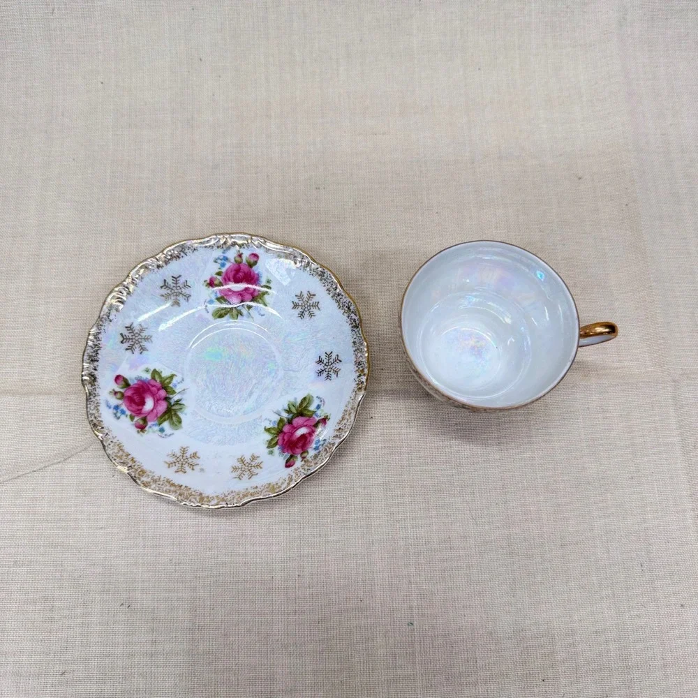 Romantic Rose Demitasse Mini Cup Saucer Vintage Espresso Cup Coquette Decor